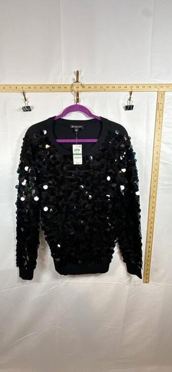 INC International Concepts Sweaters - INC International Concepts Womens Sweater NWT L Black Sequin Glam Crewneck Top